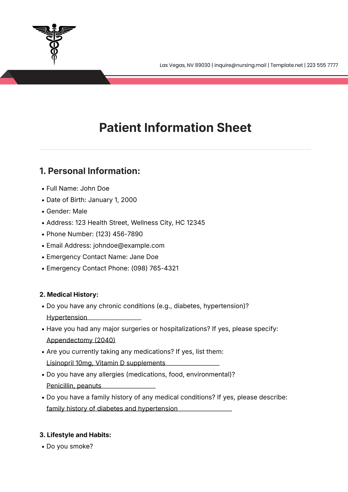 Patient Information Sheet Template - Edit Online & Download