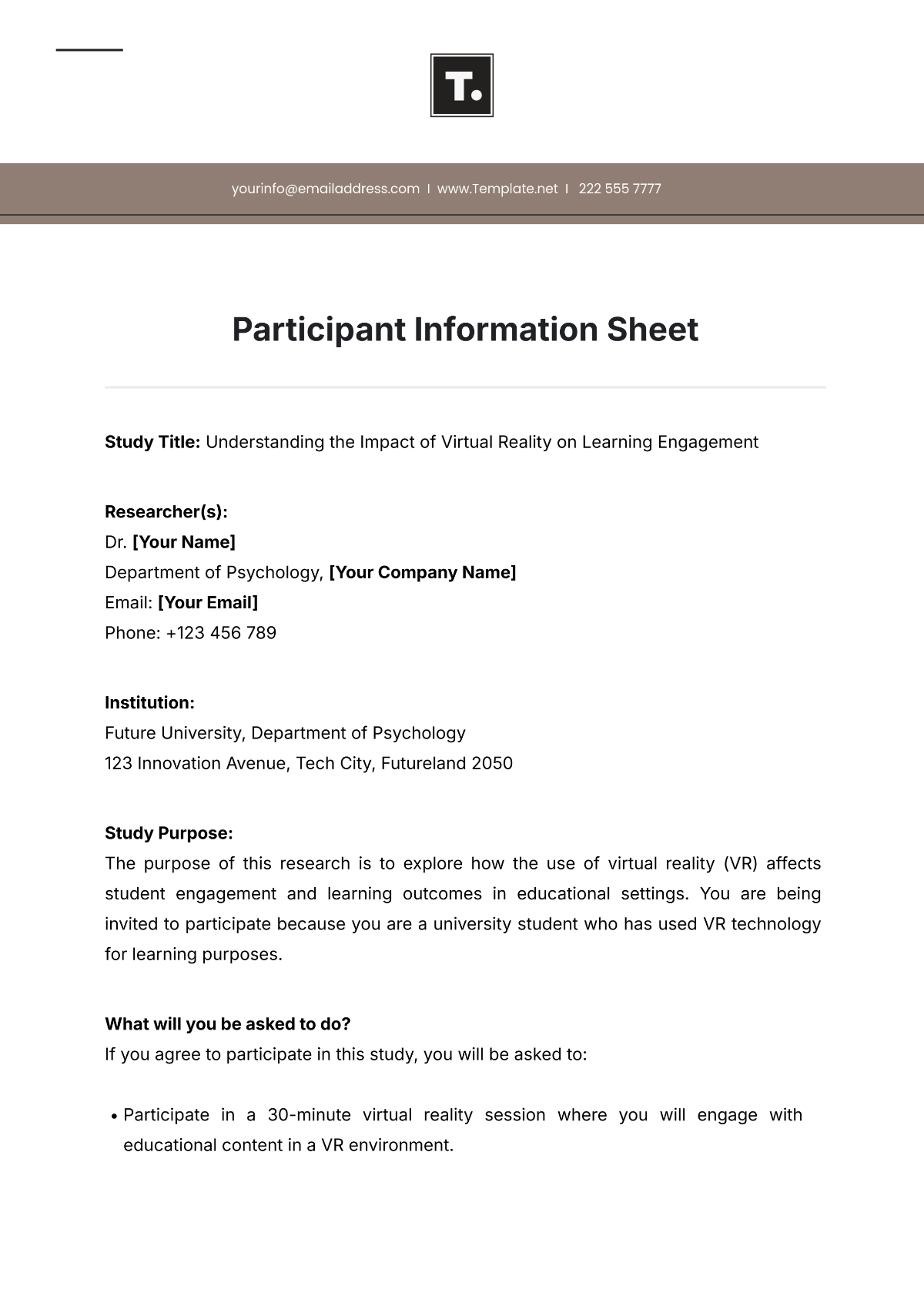 Participant Information Sheet Template - Edit Online & Download