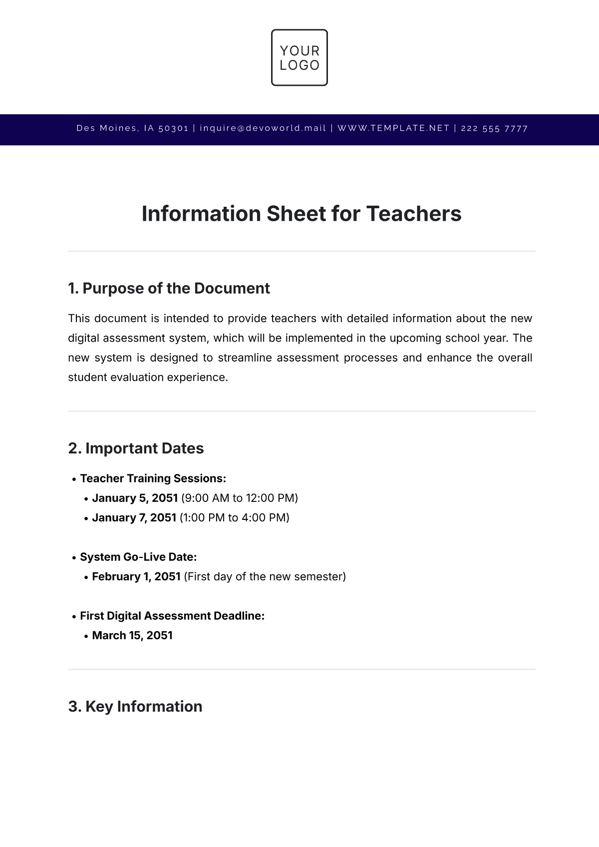 Information Sheet Template for Teachers - Edit Online & Download