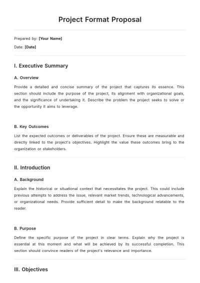 Free Project Format Proposal Template to Edit Online
