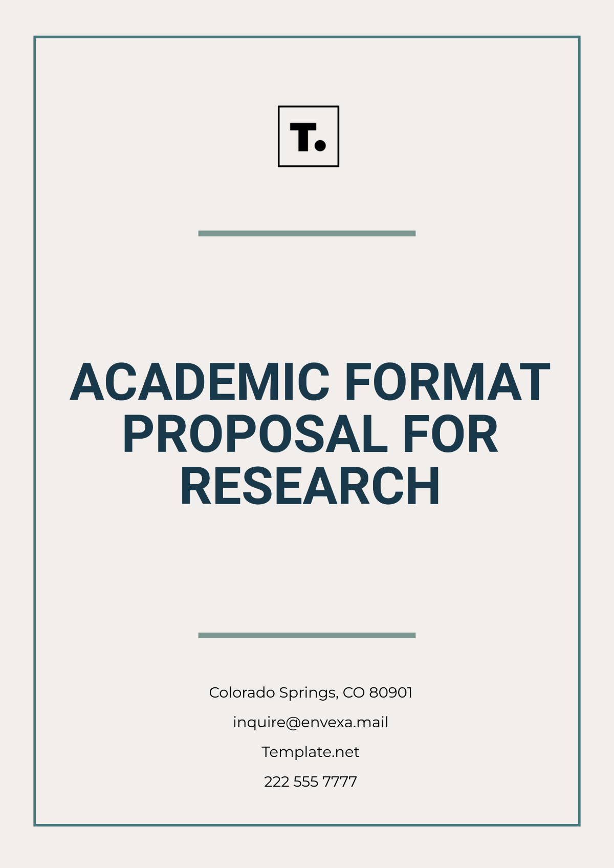 Academic Format Proposal for Research Template