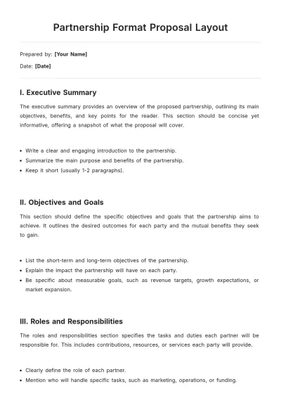 Free Partnership Format Proposal Layout Template to Edit Online