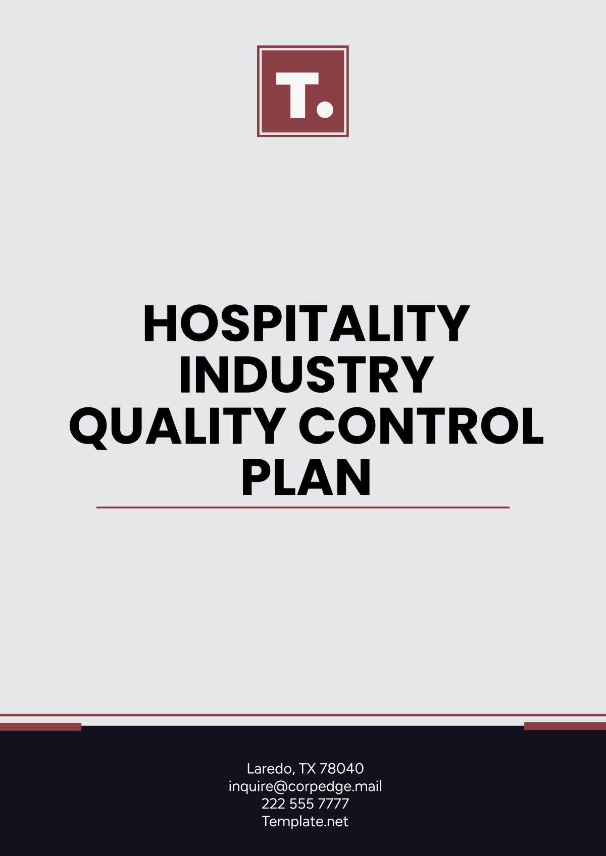 Hospitality Industry Quality Control Plan Template - Edit Online & Download