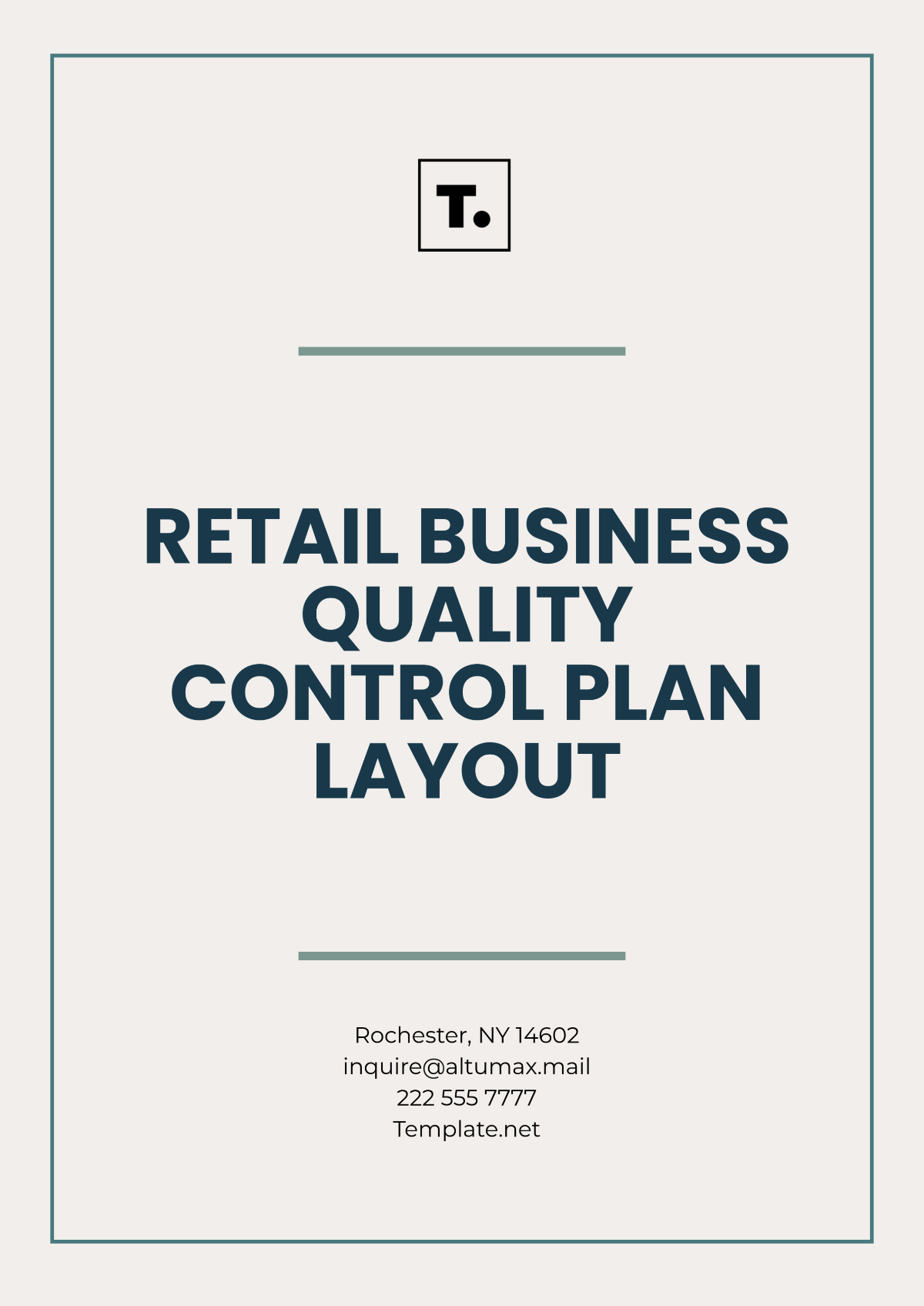 Retail Business Quality Control Plan Layout Template - Edit Online & Download