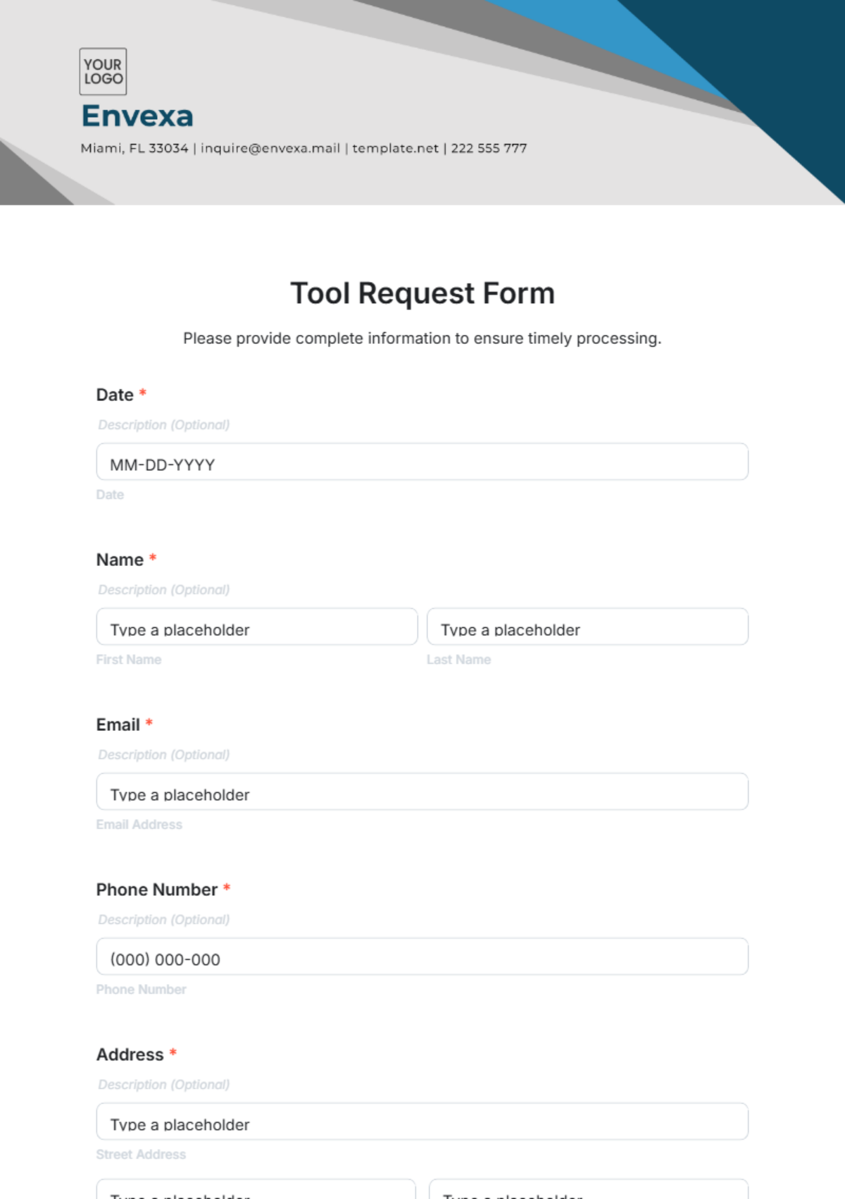 Tool Request Form Template - Edit Online & Download