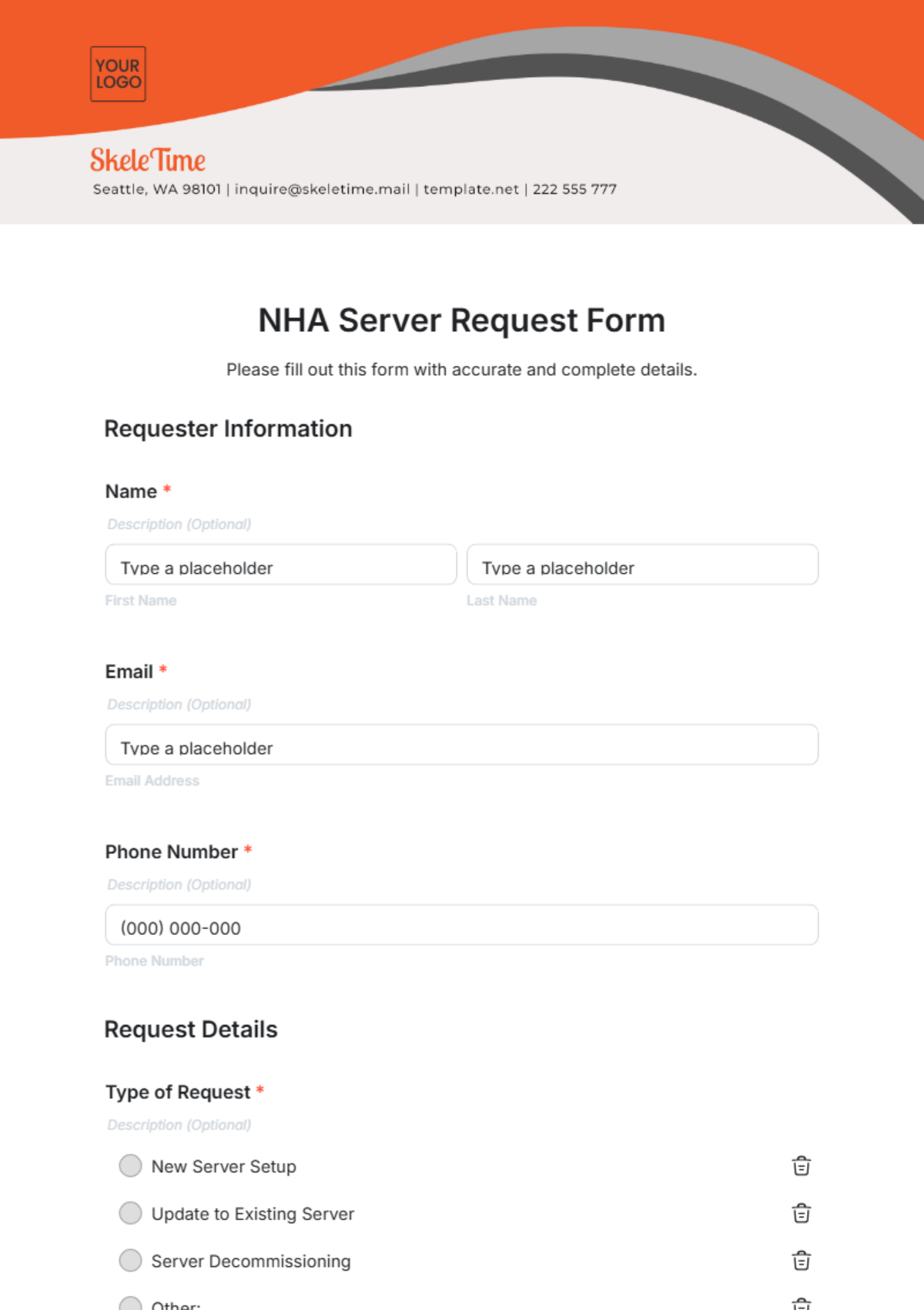 NHA Server Request Form Template - Edit Online & Download