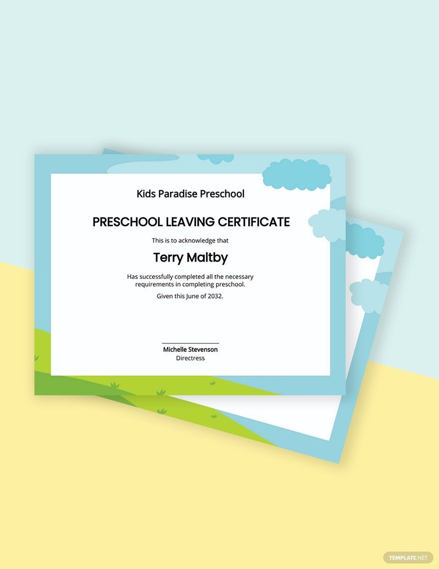 Preschool Leaving Certificate Template