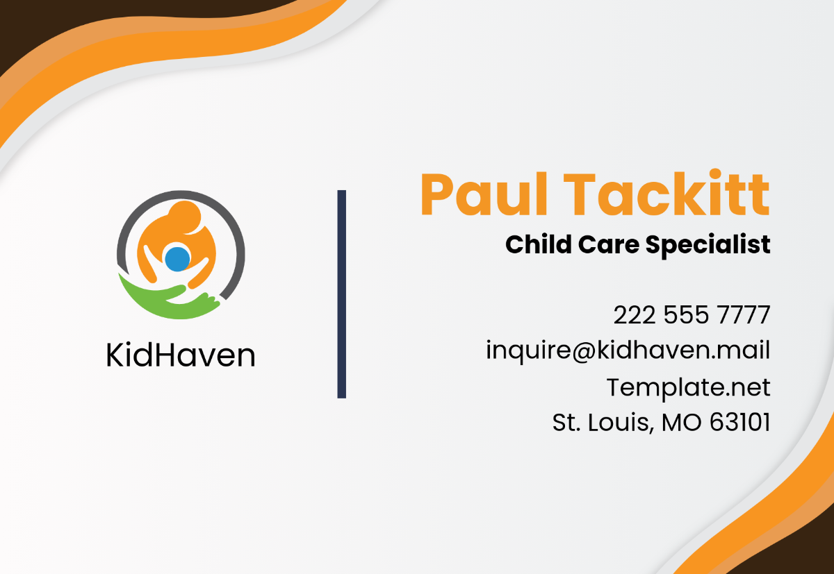 Free Child Care Visiting Card Template - Edit Online & Download