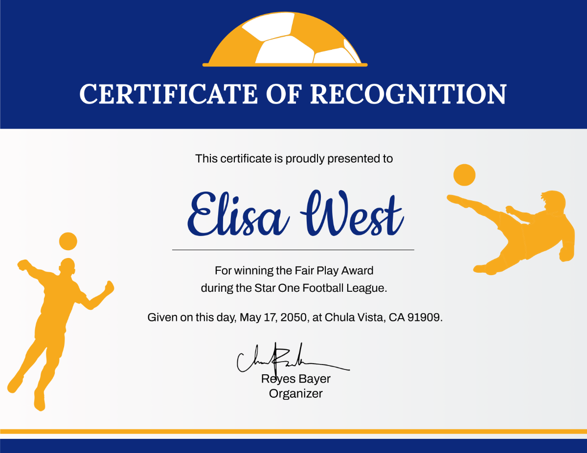 Creative Football Certificate Template - Edit Online & Download