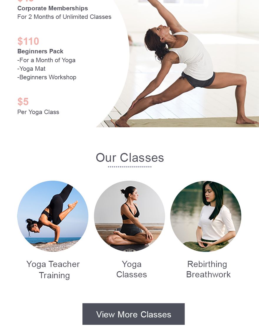 Yoga Instructor Email Newsletter Template