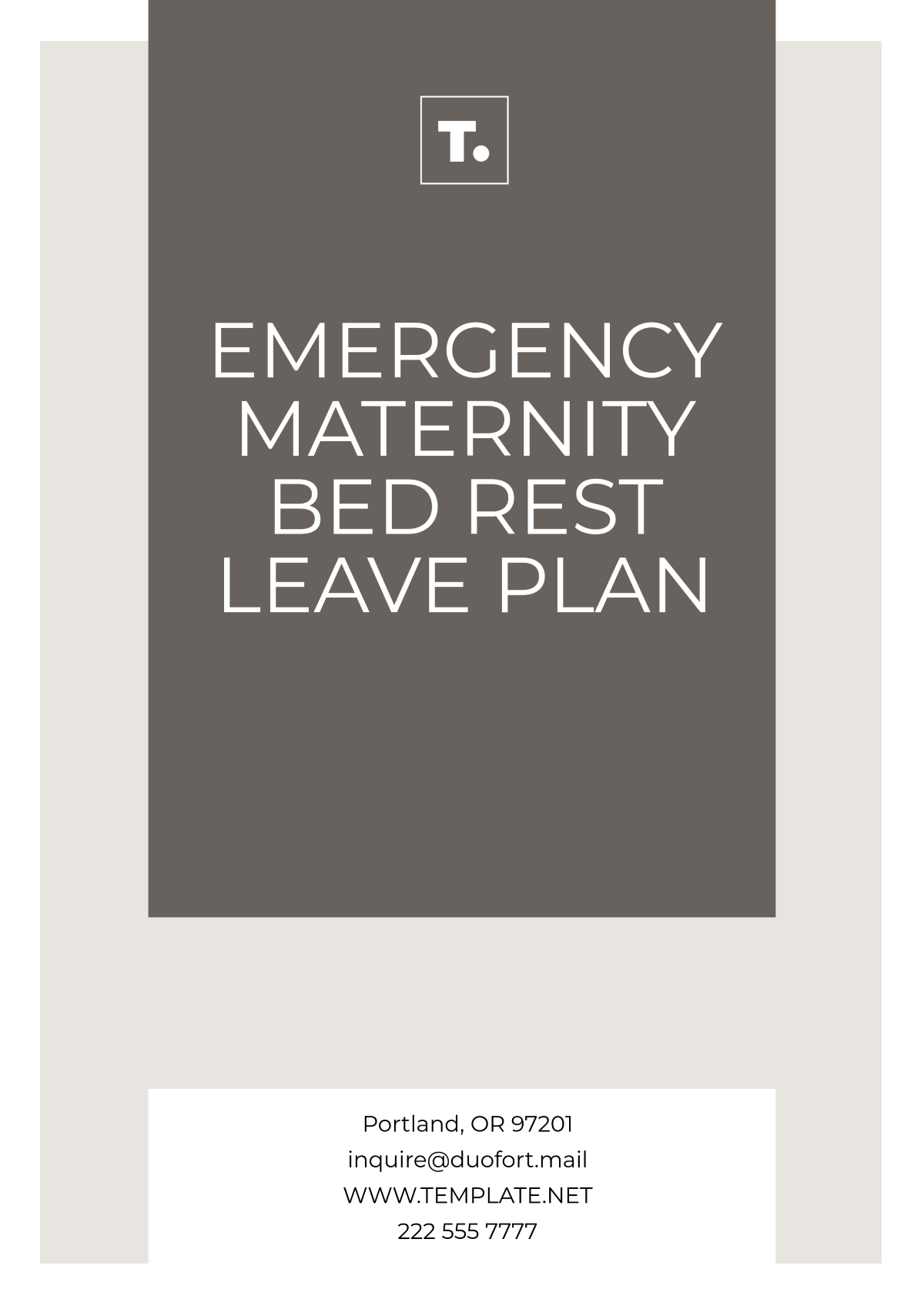 Emergency Maternity Bed Rest Leave Plan Template