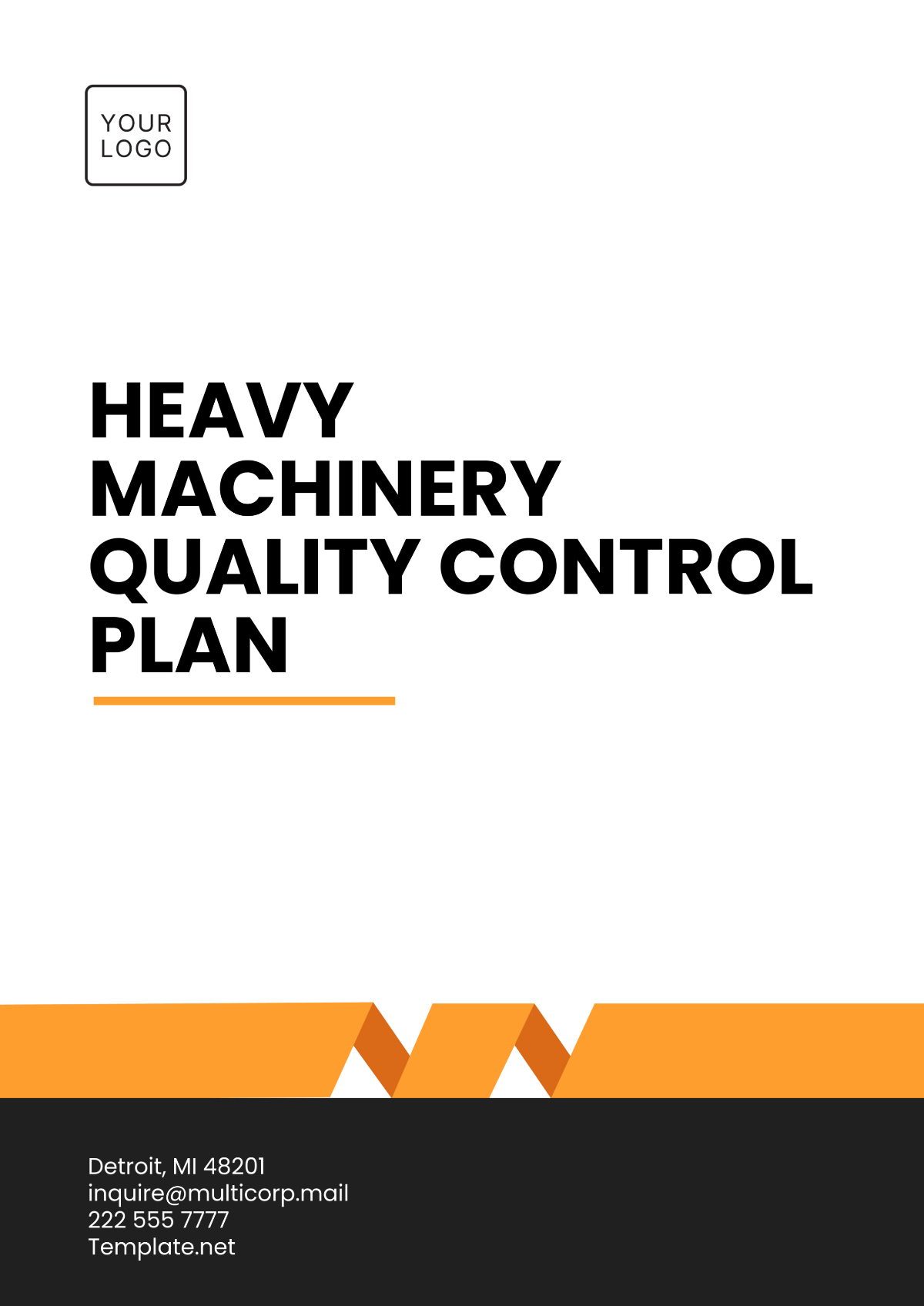 Heavy Machinery Quality Control Plan Template - Edit Online & Download