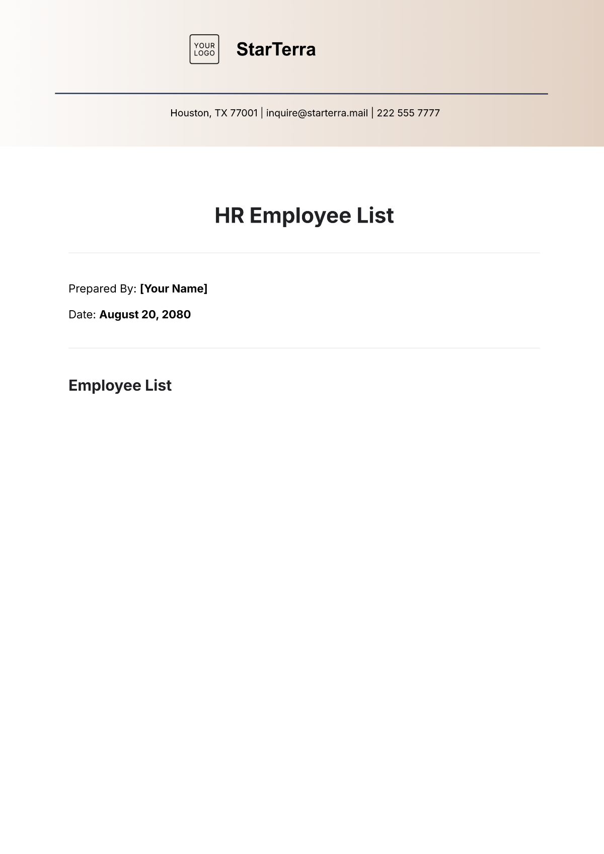 HR Employee List Template - Edit Online & Download