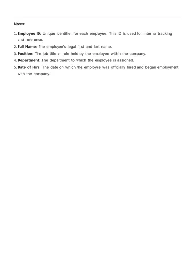 Free HR Employee List Template to Edit Online