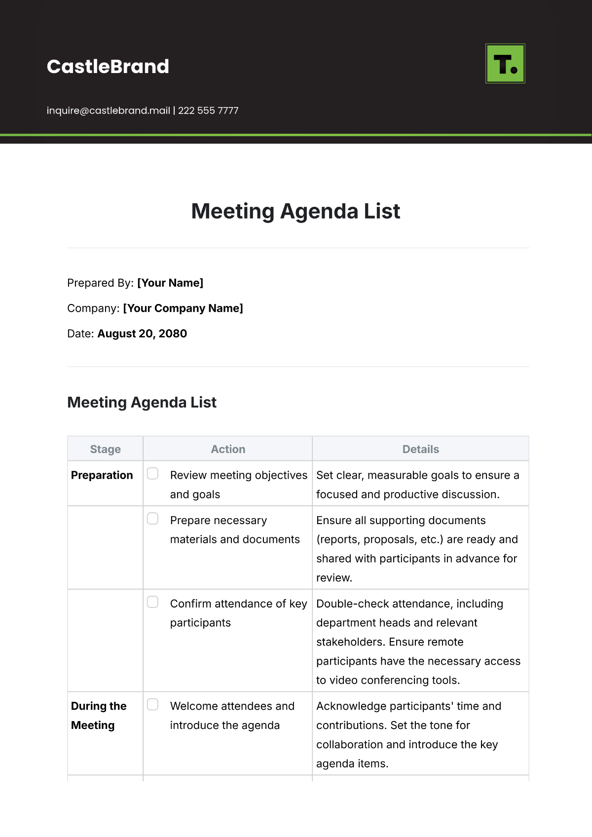 Meeting Agenda List Template - Edit Online & Download