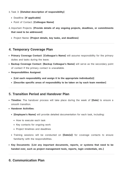 Free Maternity Leave Coverage Outline Plan Template to Edit Online