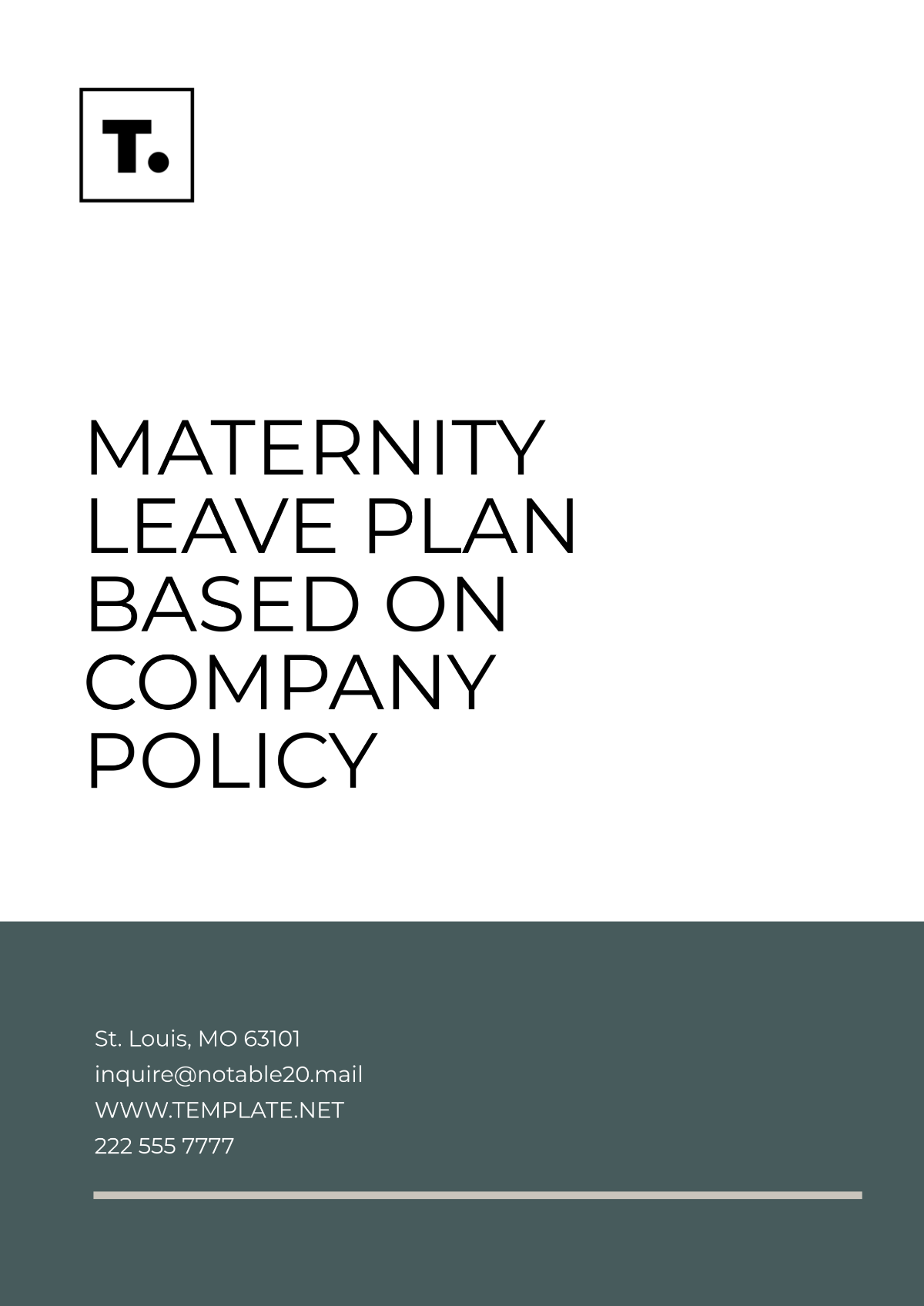 Maternity Leave Plan Based on Company Policy Template