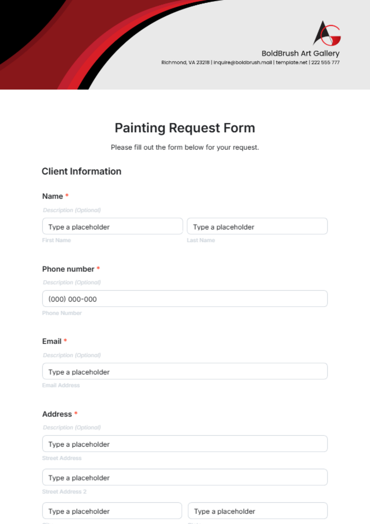 Painting Request Form Template - Edit Online & Download