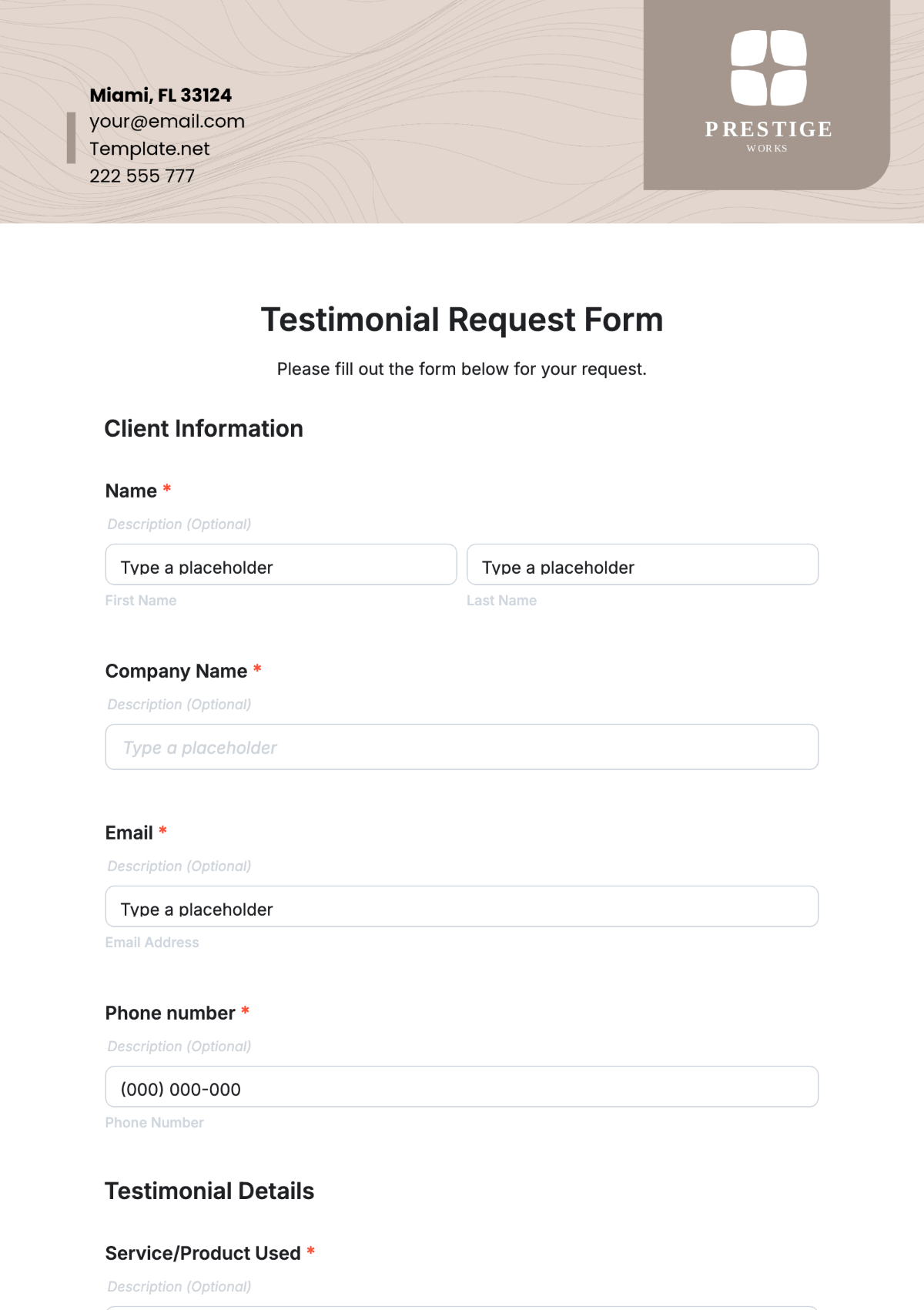 Testimonial Request Form Template - Edit Online & Download