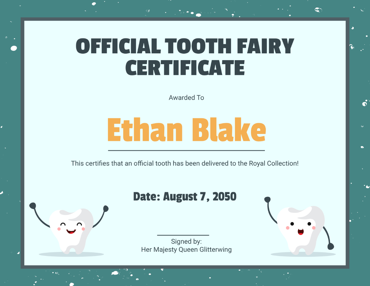 Free Official Tooth Fairy Certificate Template - Edit Online & Download