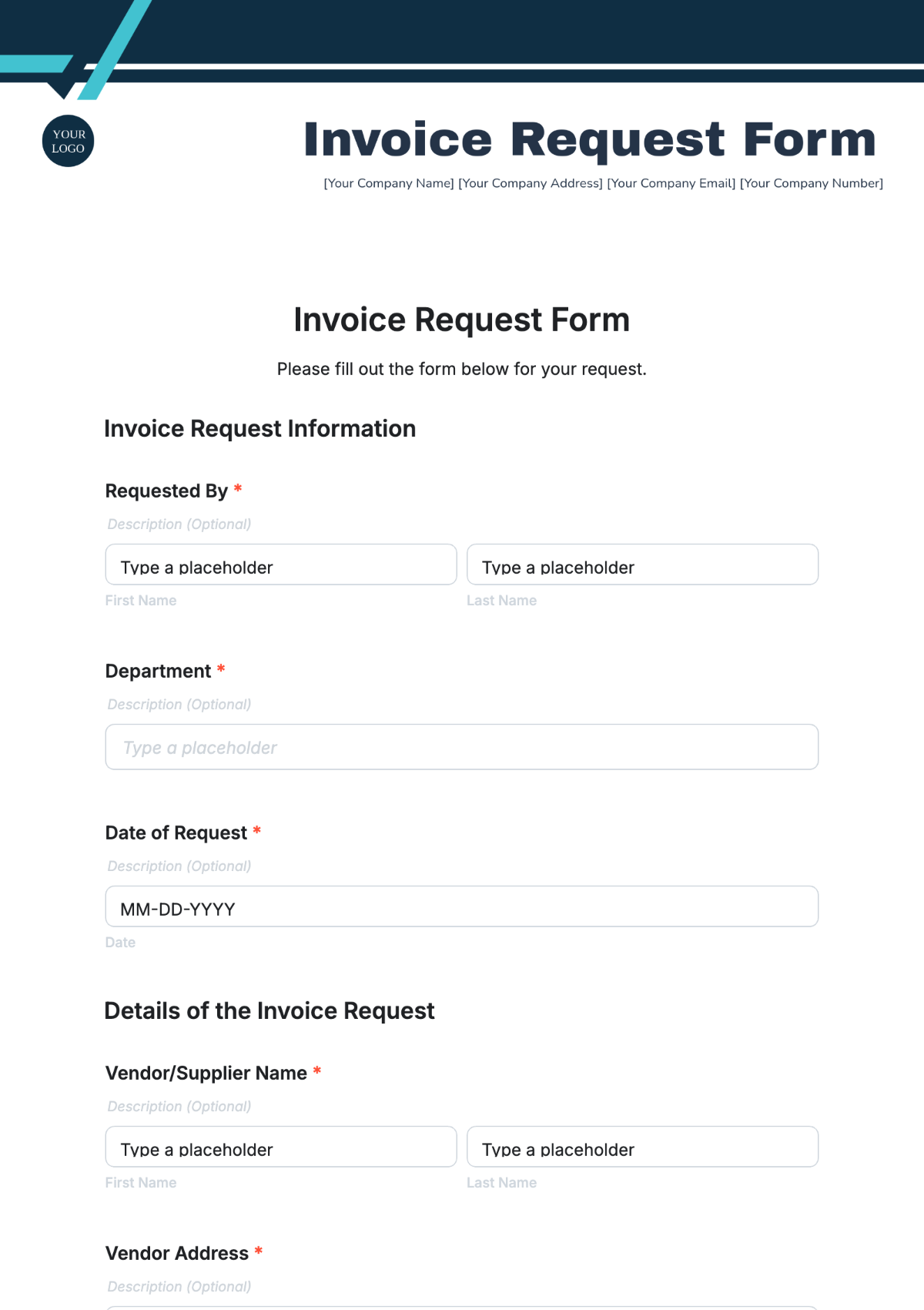 Invoice Request Form Template - Edit Online & Download