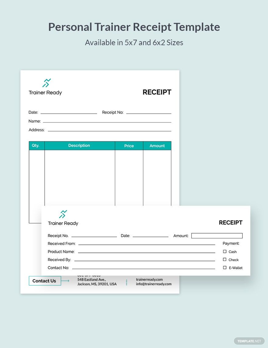 Personal Trainer Receipt Template