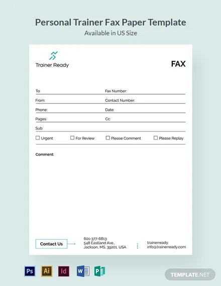 Personal Trainer Fax Paper Template