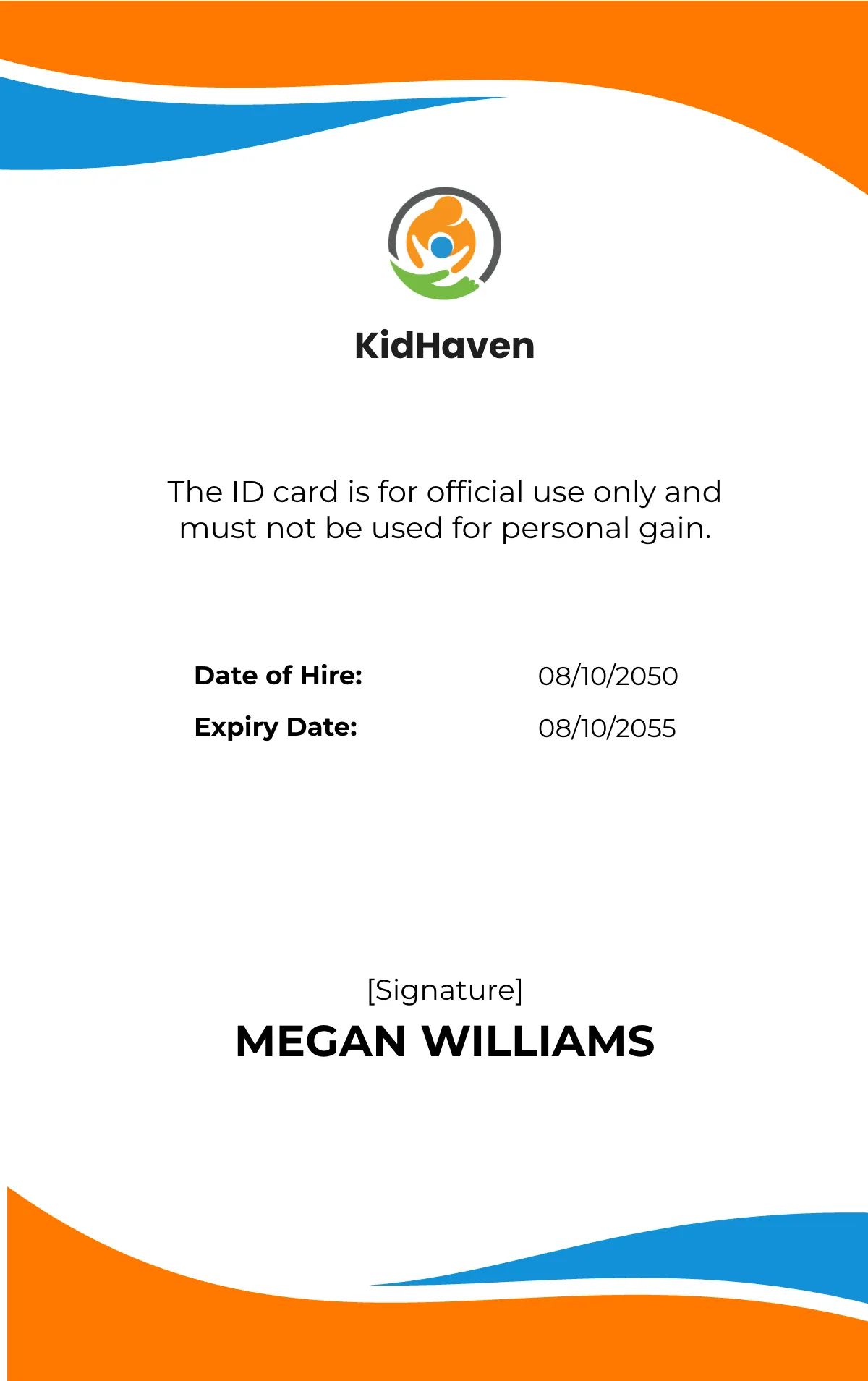 Free Child Care ID Card Template to Edit Online