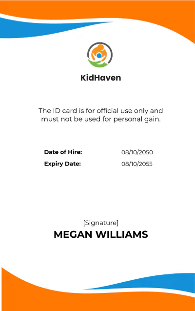 Free Child Care ID Card Template to Edit Online