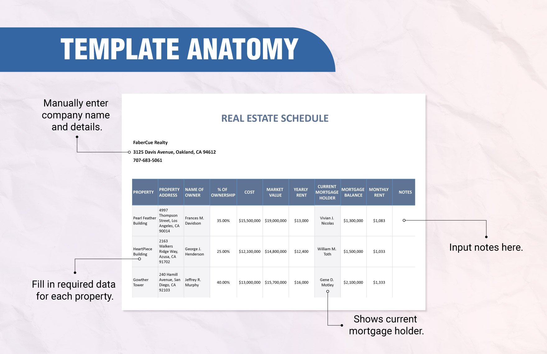 Sample Real Estate Schedule Template