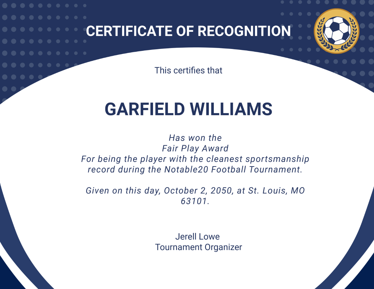 Free Football Certificate with Logo Template - Edit Online & Download