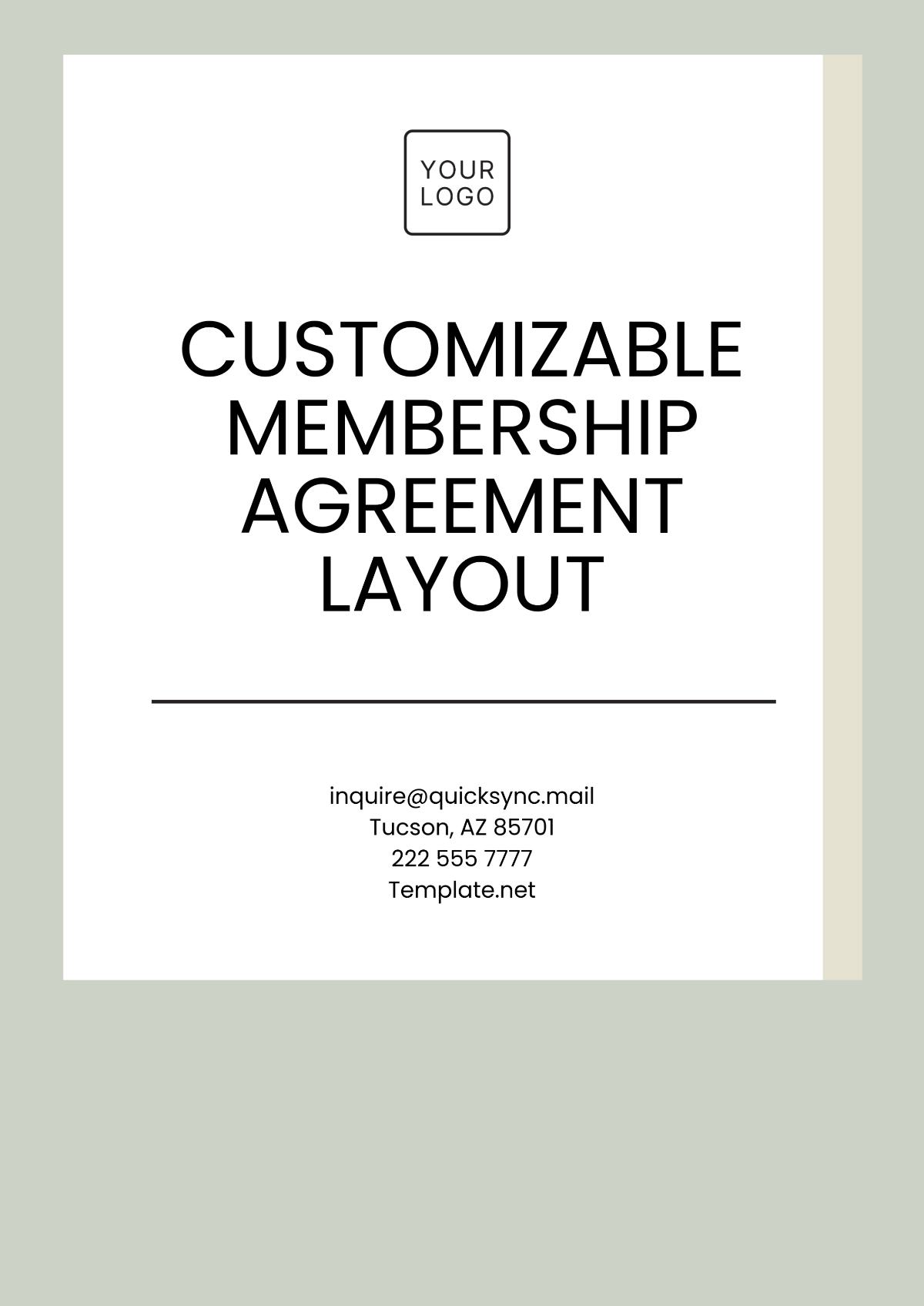 Customizable Membership Agreement Layout Template - Edit Online & Download