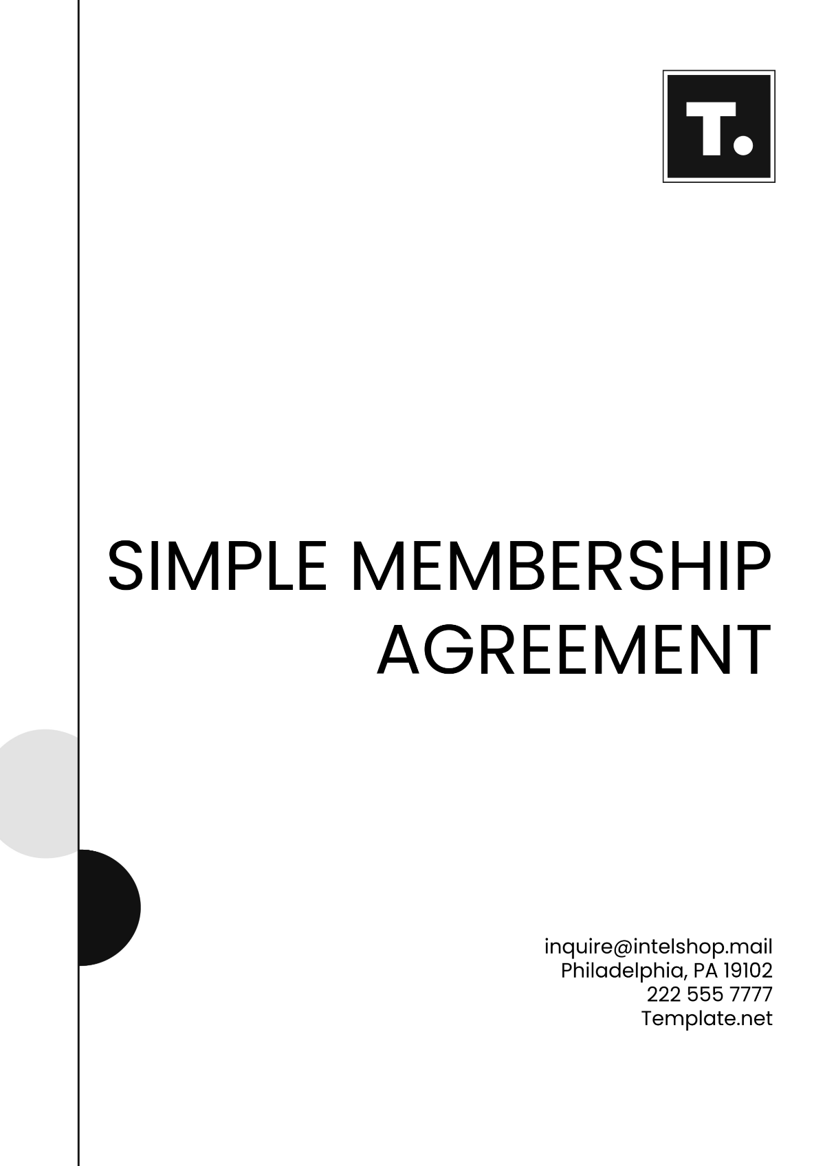 Simple Membership Agreement Template - Edit Online & Download