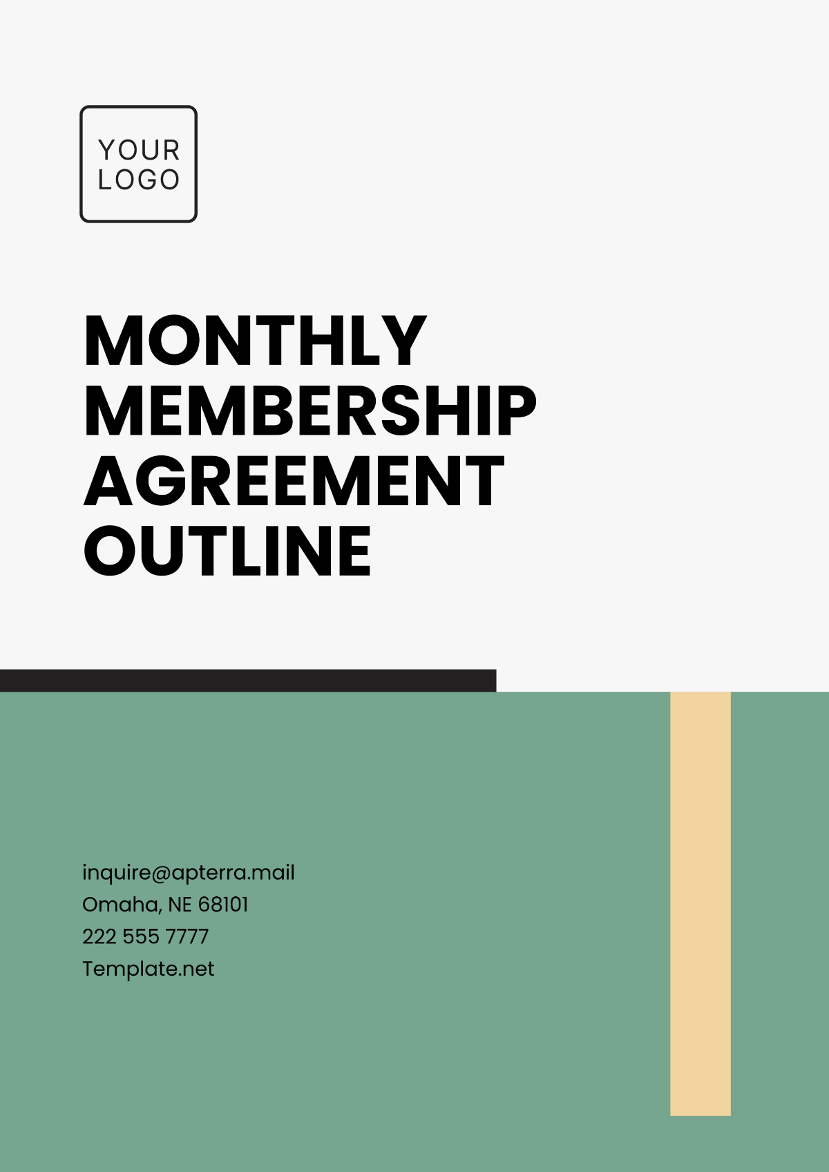 Monthly Membership Agreement Outline Template - Edit Online & Download