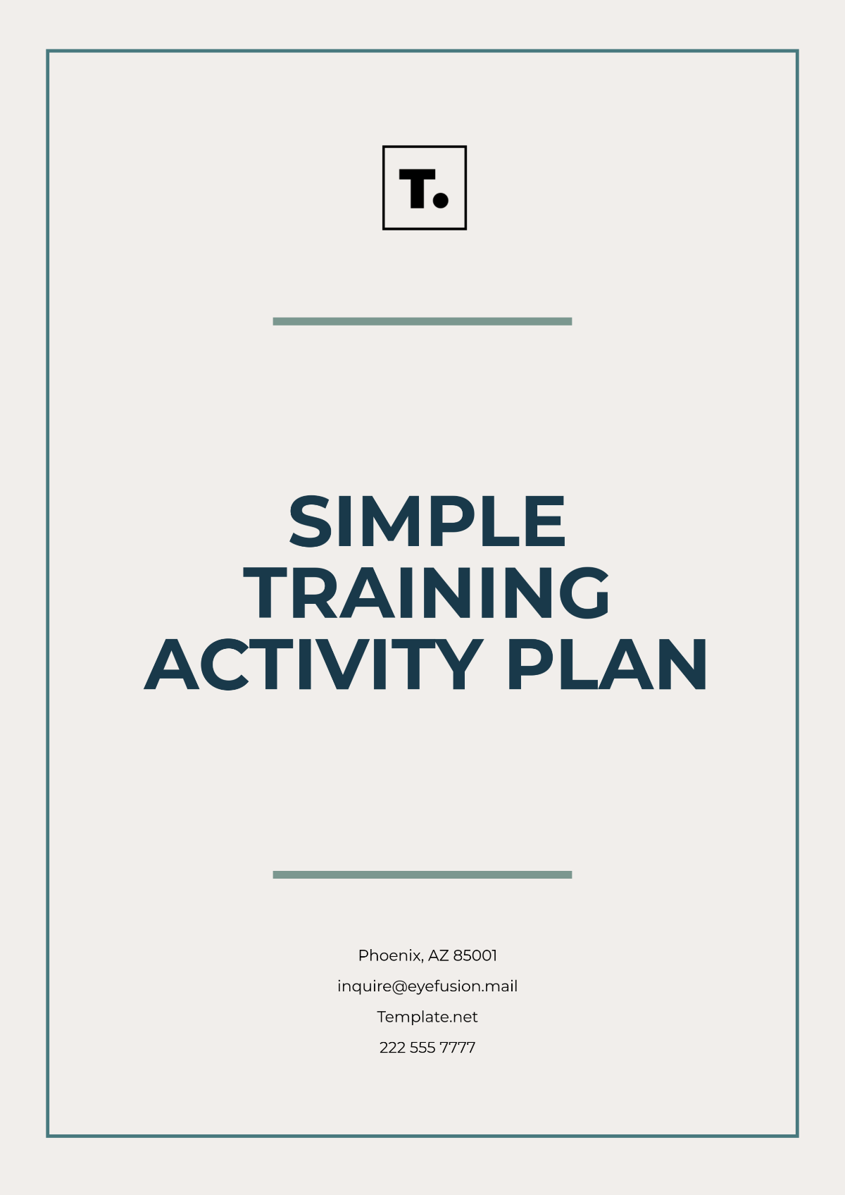 Simple Training Activity Plan Template - Edit Online & Download