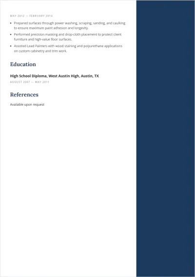 Free Painter ATS Resume Template, AI Resume Builder