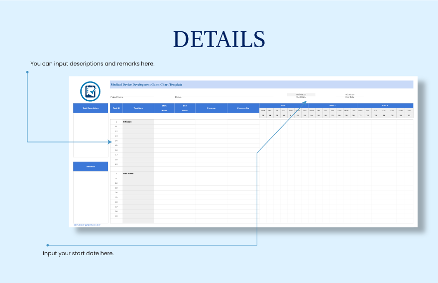 Medical Device Development Gantt Chart Template