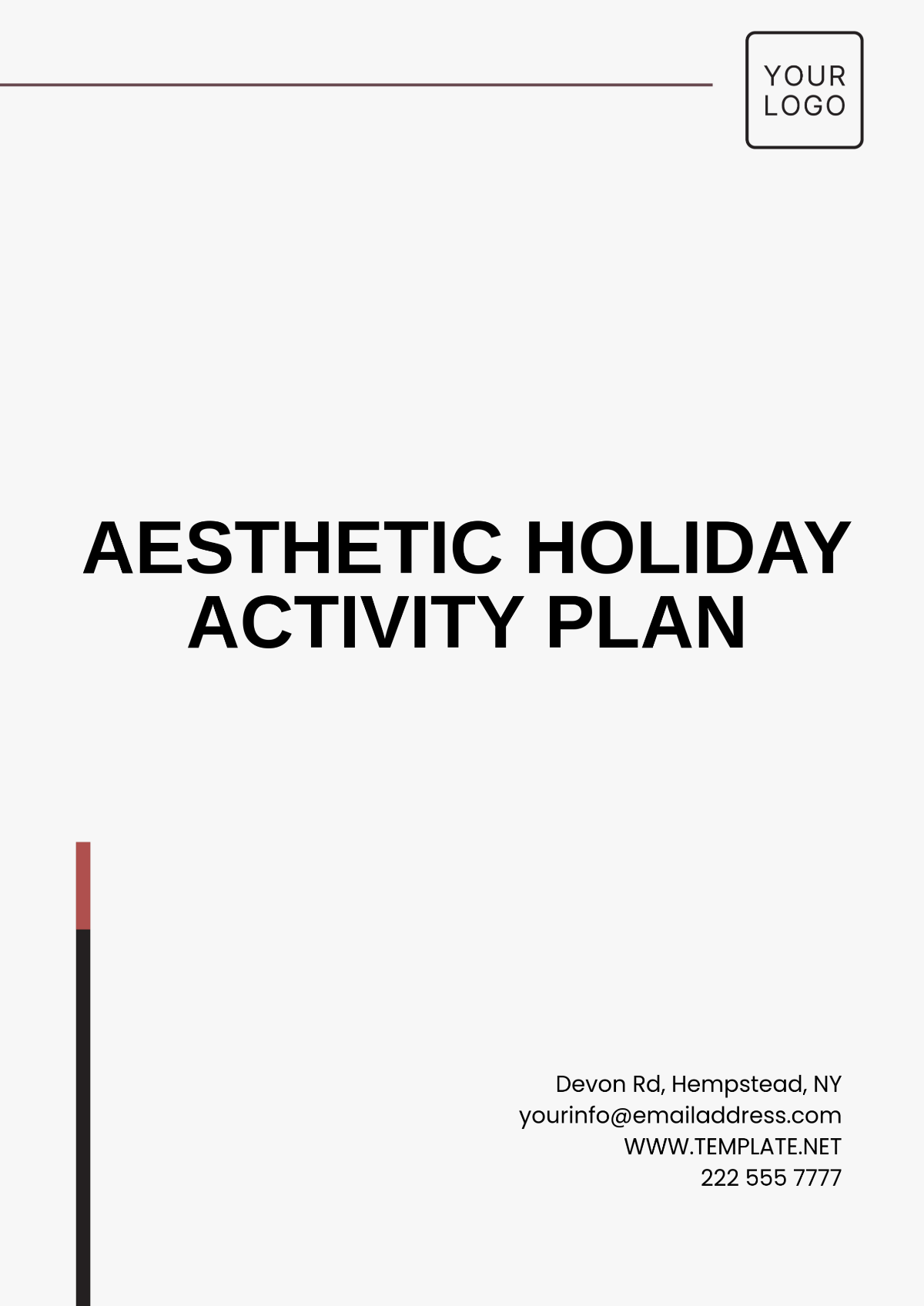 Aesthetic Holiday Activity Plan Template - Edit Online & Download