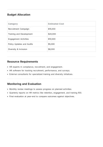 Free HR Professional Activity Plan Template to Edit Online