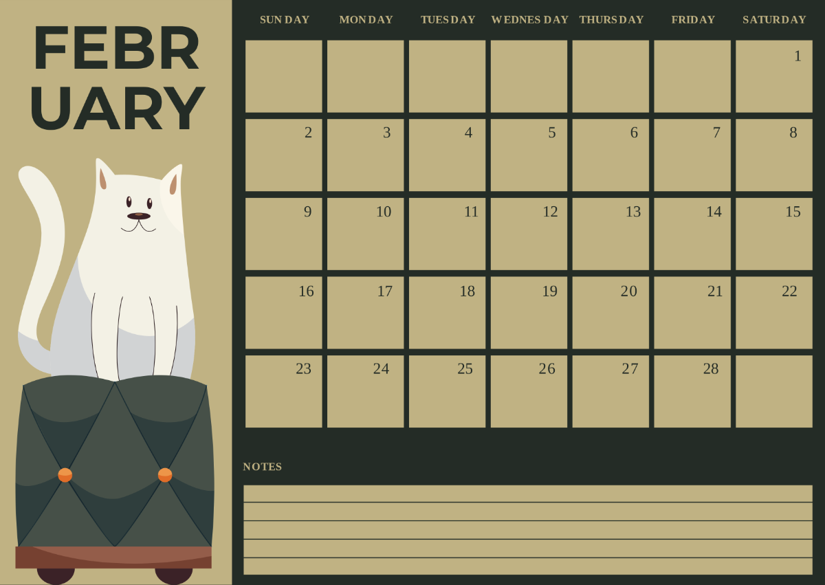 Cute February 2025 Calendar Template - Edit Online & Download