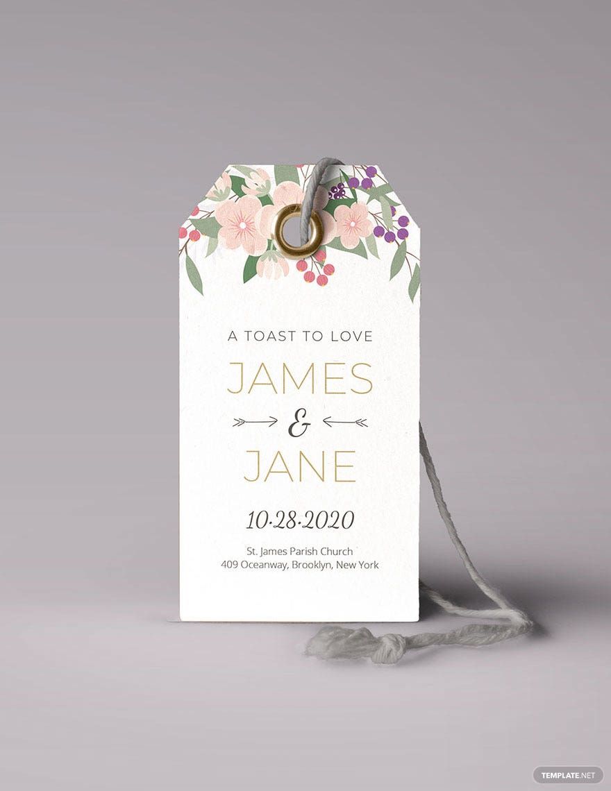 Floral Wedding Tag Template