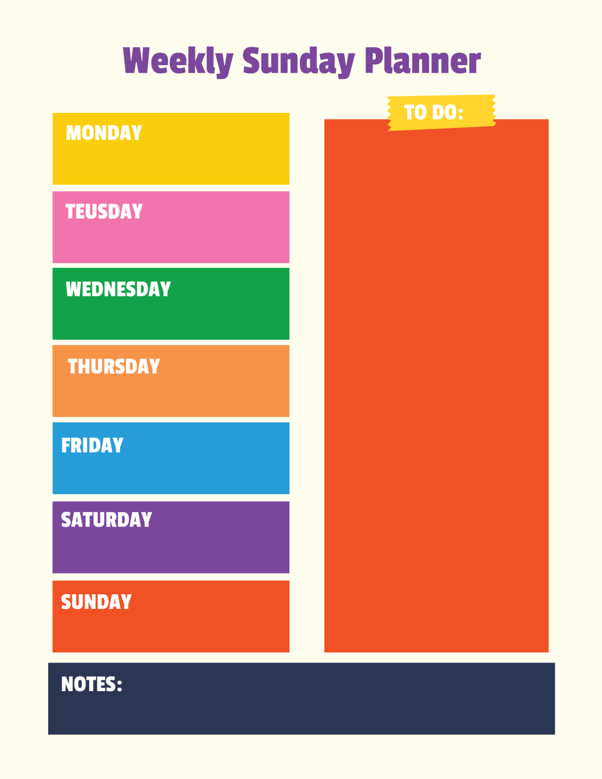 Free Weekly Sunday Planner Design Template - Edit Online & Download