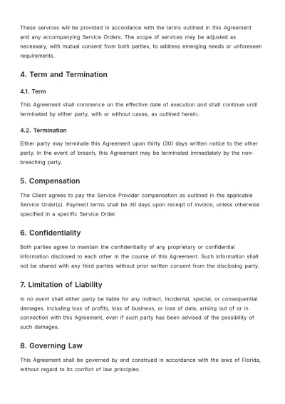 Free Professional Service Agreement Template to Edit Online