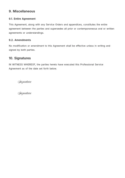 Free Professional Service Agreement Template to Edit Online