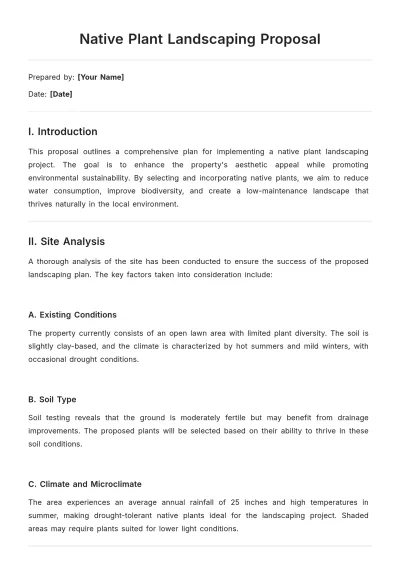 Free Native Plant Landscaping Proposal Template to Edit Online