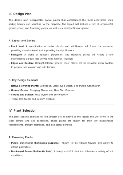 Free Native Plant Landscaping Proposal Template to Edit Online