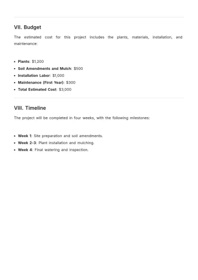 Free Native Plant Landscaping Proposal Template to Edit Online