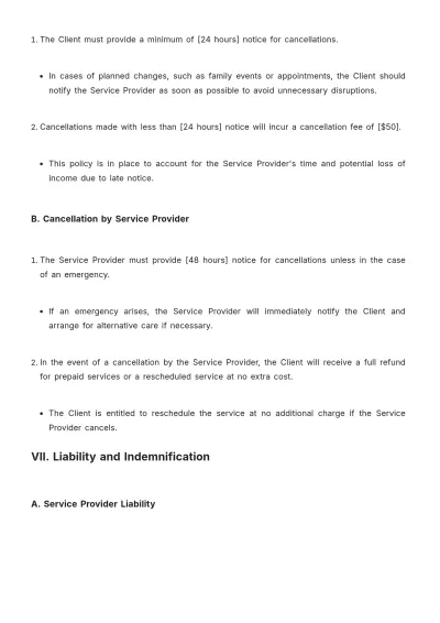 Free Baby Sitting Contract Template to Edit Online