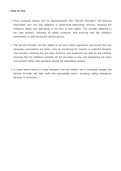 Free Baby Sitting Contract Template to Edit Online