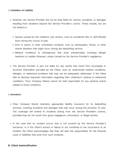 Free Baby Sitting Contract Template to Edit Online